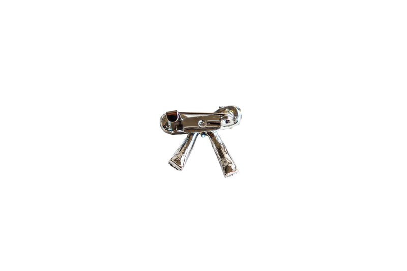 BROCHE LAÇO COM STRASS - METAL PRATA