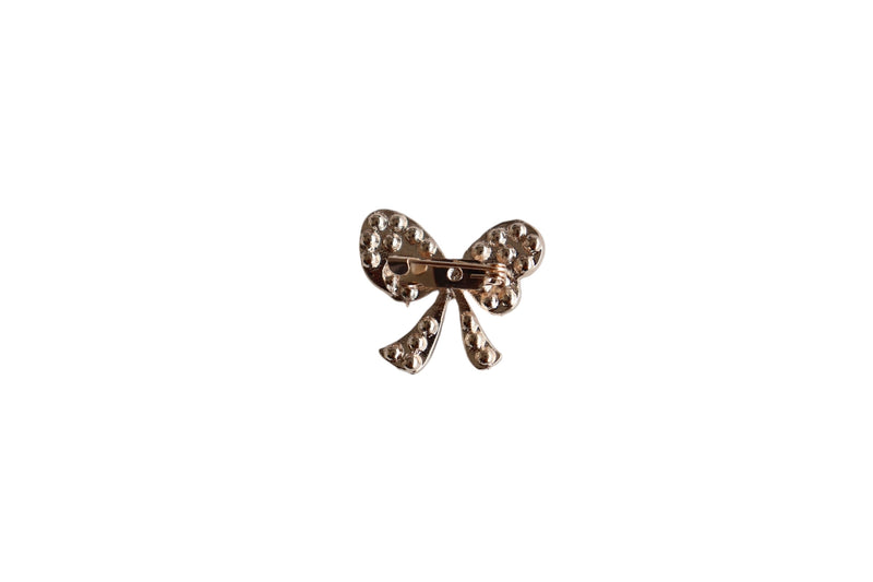 BROCHE LAÇO DUPLO COM STRASS - METAL DOURADO